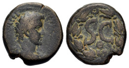 Marcus Aurelius (161-180). Seleucis and Pieria, Antioch. Æ (21,3mm, 9.93g). Bare head and draped bust r. R/ SC within wreath. RPC IV.3 7042 (temporary...