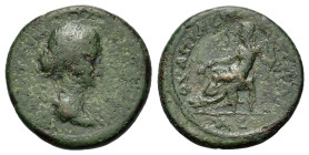 Faustina Junior (Augusta, 147-175). Thrace. Pautalia. Æ (21,7mm, 6.44g). Draped bust r. R/ Veiled Demeter seated l., Demeter seated l. with ears of co...