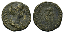 Faustina Junior (Augusta, 147-175). Lydia, Saitta. Æ (16,6mm, 3.08g). Titianos, first archon. Draped bust r. Apollo standing l. RPC IV.2 online 1392.
