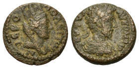 Commodus (177-192). Cilicia, Hierapolis-Castabala. Æ (20mm, 5.72g). Laureate, draped and cuirassed bust r. R/ Turreted, veiled and draped bust of Tych...
