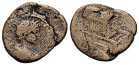 Divus Septimius Severus(?) (died AD 211). Coele-Syria, Heliopolis. Æ (28,7mm, 13g). Laureate and draped bust r. R/ Bird’s eye view of the temple of Ze...