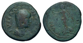 Julia Domna (Augusta, 193-217). Macedon, Stobi. Æ (22,5mm, 5.35g). Draped bust r. R/Nike walking l., holding wreath and palm. SNG Copenhagen 332, Varb...