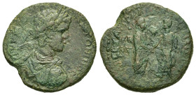 Caracalla (198-217). Pontus, Amaseia. Æ (29,2mm, 14,7g). Laureate, draped and cuirassed bust r. R/ Caracalla and Geta standing, facing each other, cla...