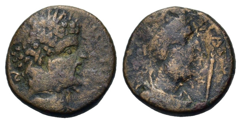 Caracalla with Abgar IX Severus (212-213). Mesopotamia, Edessa. Æ (16mm, 3.73g)....