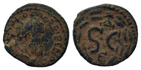 Macrinus (217-218). Seleucis and Pieria, Antioch. Æ (18mm, 3,5g). Laureate head r. R/ Large SC; Δ above, Є below; all within wreath fastened at apex w...