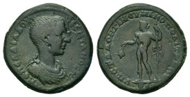 Diadumenian (Caesar, 217-218). Moesia Inferior, Nicopolis ad Istrum. Æ (28mm, 14.80g). Statius Longinus, legatus consularis. Bareheaded and draped bus...