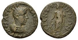 Severus Alexander (222-235). Phrygia, Stectorium. Æ (19mm, 3.71g). Laureate and cuirassed bust r. R/ Asclepius standing facing, head l., holding serpe...