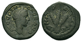 Severus Alexander (222-235). Cappadocia, Caesarea. Æ (20,1mm, 6.55g). Laureate head r. R/ Three corn-ears tied together. RPC VI 6848 (temporary).