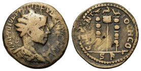Philip I (244-249). Pisidia, Antioch. Æ (25mm, 8.31g). Radiate, draped and cuirassed bust r. R/ Aquila between two signa. SNG BnF 1267-9.