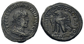 Philip I (244-249). Seleucis and Pieria, Antioch. Tetradrachm (27,7mm, 10.28g). Laureate, draped and cuirassed bust r. R/ Eagle standing l., wings spr...