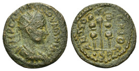 Volusian (251-253). Pisidia, Antioch. Æ (21,1mm, 4.7g). Radiate, draped and cuirassed bust r. R/ Aquila between two signa.
SNG BnF 1295.