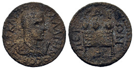 Gallienus (253-268). Pamphylia, Perge. Æ (28,7mm,13.93g). Laureate, draped and cuirassed bust r. R/ Three money purses on chest. SNG BN 556; SNG von A...