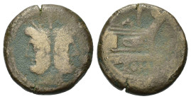 Anonymous, Rome. 211 BC. (32,6. mm, 30.44g)Laureate head of Janus; I (mark of value) above. R/Prow of galley to r.; I (mark of value) above, ROMA belo...