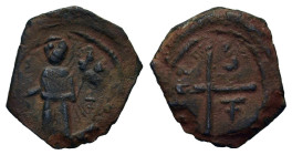 Crusaders, Antioch. Tancred (Regent, 1101-03, 1104-12). Æ Follis (22.5mm, 4.22g). St. Peter standing facing, raising hand and holding cross-tipped sce...