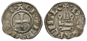 Charles II of Anjou (1285-1289). BI Denier (18mm, 0.80g). Cross pattée. R/ Châtel tournois. CCS 12. VF