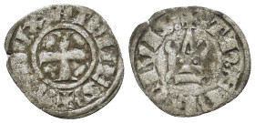 Guillaume de La Roche (1287-1308). BI Denier (18mm, 0.70g). Thebes. Cross pattée. R/ Châtel tournois. CCS 84. Near VF