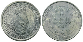 Belgium. Balduin. AR 5 Ecu (36,7mm, 22.9g) 1987.