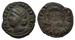 Croatia. Ragusa, 1594-1612. Æ Follaro (18mm, 1.91g) Head l. R/ Walls. CNI 101. VF