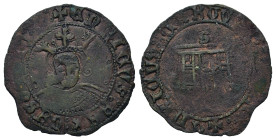 Spain, Castile & León. Enrique IV (1454-1474). BI Cuartillo (27mm, 2.51g). Seville. Crowned and draped bust facing. R/ Three-towered castle; S below. ...