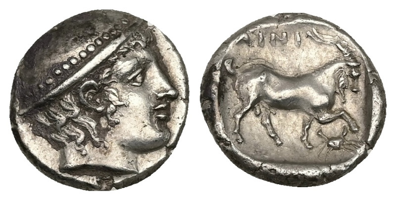 Thrace, Ainos. AR Tetrobol, 2.69 g 14.42 mm. Circa 408-406 BC.
Obv: Head of Herm...