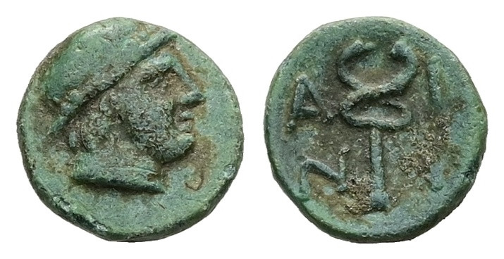 Thrace, Ainos. AE, 0.89 g 10.04 mm. Second half of the fifth century BC.
Obv: He...