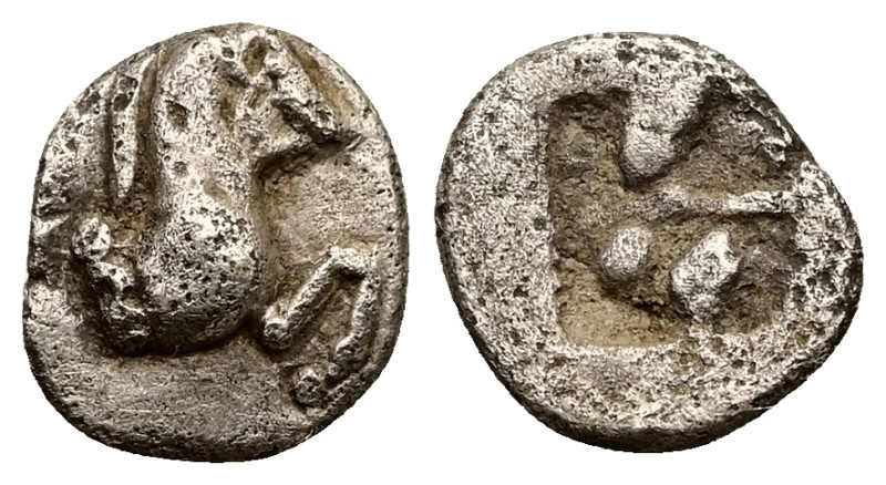 Thraco-Macedonian Region, Uncertain mint. AR Hemiobol, 0.29 g 7.48 mm. 5th centu...