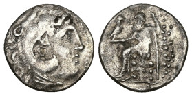 Kings of Macedon, Alexander III 'the Great', AR Drachm, 3.45 g 16.72 mm. 336-323 BC. Celtic imitation.
Obv: Head of Herakles right, wearing lion skin....