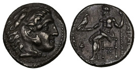 Kings of Macedon, Alexander III 'the Great', AR Drachm, 3.95 g 16.81 mm. 336-323 BC. Sardes.
Obv: Head of Herakles right, wearing lion skin.
Rev: AΛEΞ...