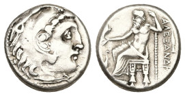 Kings of Macedon, Alexander III ‘the Great’, 336-323 BC. AR Drachm, 4.04 g 16.18 mm. Kolophon, struck under Menander or Kleitos, circa 322-319. 
Obv: ...