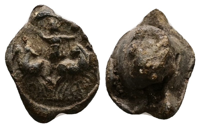 PB Roman provincial conical seal (AD 2nd-3rd centuries)
Obv: Helios standing fa...