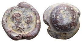 PB Roman imperial seal (AD 1st–3rd centuries)
Obv: Bust, right, cornucopia before.
Rev: Blank.
Weight: 14.47 g.
Diameter: 18.40 mm.