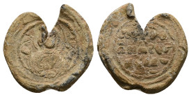 PB Byzantine seal (AD 11th–12th centuries)
Obv: Half-length of the Mother of God orans, the medallion of Christ before her. Inscription on either sid...