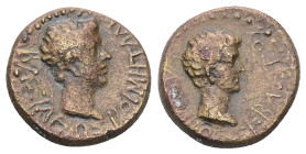 Kings of Thrace. Rhoemetalkes I with Augustus, Circa 11 BC-12 AD. AE. 4.36 g. 17.89 mm.
Obv: BAΣΙΛΕΩΣ POIMHTAΛΚΟV. Diademed head of Rhoemetalkes right...