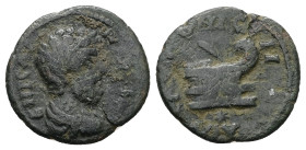 Thrace, Coela. Marcus Aurelius, AD 161–180. AE. 3.62 g. 19.15 mm.
Obv: IMP CAI(sic) [MAR AV A]. Bare-headed bust of Marcus Aurelius wearing cuirass an...