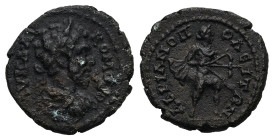 Thrace, Hadrianopolis. Commodus, AD 177-192. AE. 3.68 g. 18.64 mm.
Obv: ΑV Κ Λ ΑV ΚΟΜΟΔΟϹ. Laureate-headed bust of Commodus (youthful) wearing paludam...