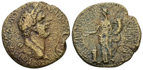 Thrace, Perinthus. Domitian, AD 81–96. AE. 17.37 g. 32.36 mm.
Obv: ΑΥΤΟΚ ΚΑΙΣΑΡ ΔΟ[ΜΙΤ]ΙΑΝΟΣ [ΣΕΒ ΓΕ]Ρ. Laureate head of Domitian, r. 
Rev: ΠΕΡΙΝΘΙΩΝ....