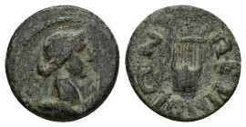 Thrace, Perinthus. Pseudo-autonomous, Time of Claudius and Nero? AE. 3.61 g. 17.10 mm.
Obv: draped bust of Apollo, right; before, laurel branch.
Rev: ...