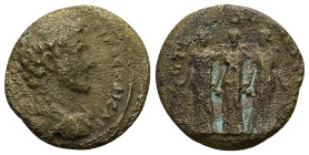 Thrace, Plotinopolis. Marcus Aurelius, AD 161-180. AE. 5.99 g. 24.10 mm.
Obv: Μ ΑVΡΗΛΙΟϹ ΟVΗΡΟϹ ΚΑΙϹΑΡ. Bare-headed bust of Marcus Aurelius, wearing ...
