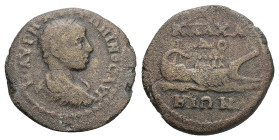 Bithynia, Calchedon. Elagabalus, AD 218–222. AE. 4.53 g. 20.48 mm.
Obv: Μ ΑΥΡΗ ΑΝΤΩΝΙΝΟϹ ΑΥΓ. Laureate, draped and cuirassed bust of Elagabalus, r. R...