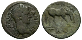 Troas, Alexandria. Severus Alexander, AD 222-235. AE. 5.19 g. 23.71 mm.
Obv: Laureate, draped and cuirassed bust of Severus Alexander, right.
Rev: Hor...