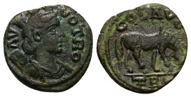Troas, Alexandria. Pseudo-autonomous, Time of Gallienus (AD 260-268). AE, As. 4.52 g. 20.07 mm.
Obv: AVG CO TRO. Draped bust of Tyche, right; behind h...
