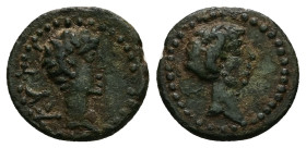 Mysia, Kyzikos. Augustus, 27 BC-AD 14. AE. 2.32 g. 15.55 mm. 
Obv: ΚΥΖΙ. Bare head, right.
Rev: Bare head, right.
Ref: RPC 2246.
Very Fine.