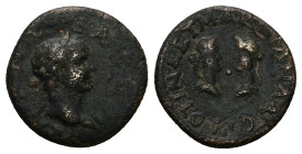 Mysia, Parium. Trajan, AD 98–117. AE. 3.11 g. 17.91 mm.
Obv: [TRAIANV]S A[VG]. Laureate head of Trajan, r.
Rev: PLOTINA ET MARCIANA AVG. Draped bust o...