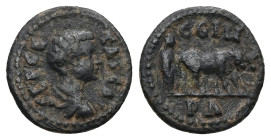 Mysia, Parium. Geta, AD 198-209. AE. 1.94 g. 15.02 mm.
Obv: SEP GETAS CA. Bareheaded, draped and cuirassed bust of Geta, right.
Rev: C G I H /PA. Foun...