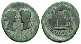 Mysia, Pergamum. Tiberius with Livia, AD 14-37. AE. 4.33 g. 21.58 mm. P. Petronius, proconsul.
Obv: [ϹƐΒΑϹΤΟΙ ƐΠΙ ΠƐ]ΤΡΩΝΙΟΥ ΤΟ Ϛ. Draped bust of Livi...