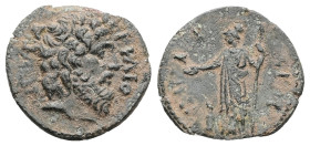 Ionia, Smyrna. Pseudo-autonomous, AD 161–166. AE. 2.92 g. 19.59 mm. Reign of Marcus Aurelius.
Obv: ΖΕVϹ ΑΚΡΑΙΟϹ. Head of Zeus Akraios, right.
Rev: Ϲ...
