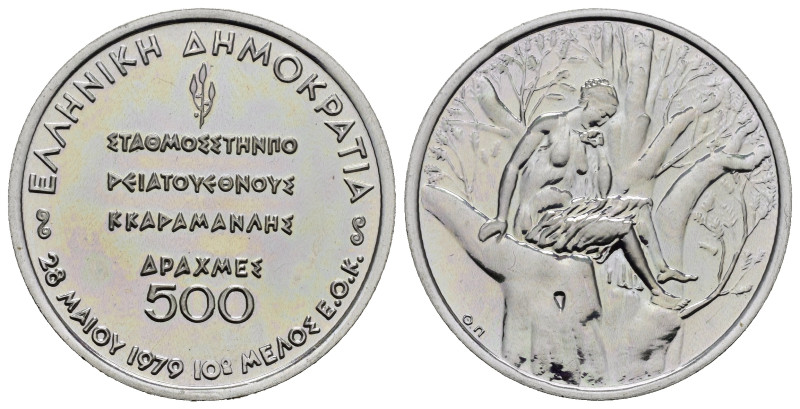 GRECIA. 500 dracme 1979. Ag. KM#122. Proof