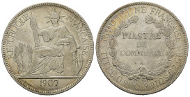 INDOCINA FRANCESE. 1 Piastra 1907 A. Ag (26,91 g). BB