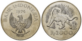 INDONESIA. 2000 Rupie 1974. Ag. FDC