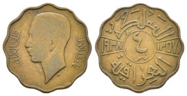 IRAQ. Ghazi I (1933-1939). 4 Fils 1938. AE. KM#105b. BB